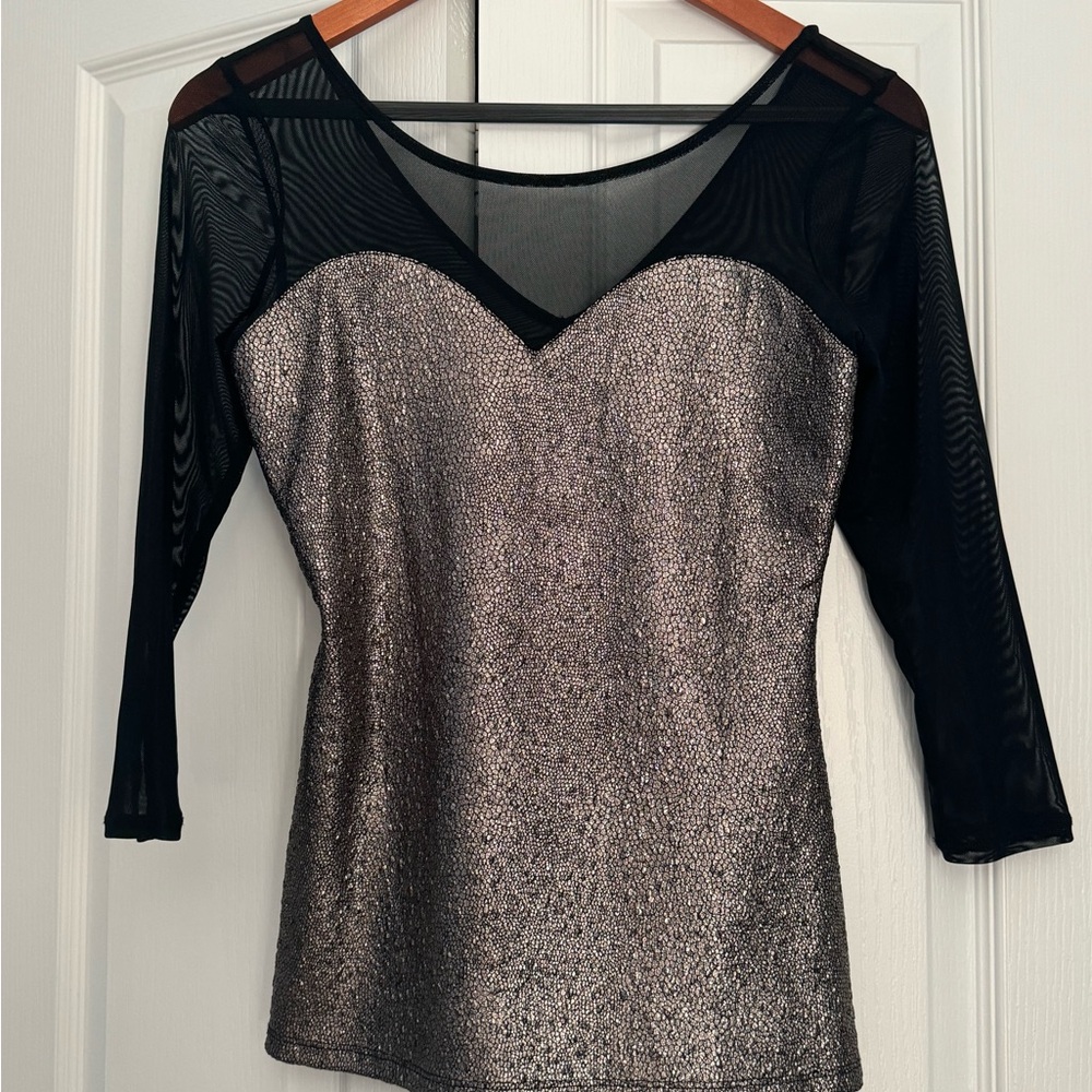 Guess Black and Silver Women's Top